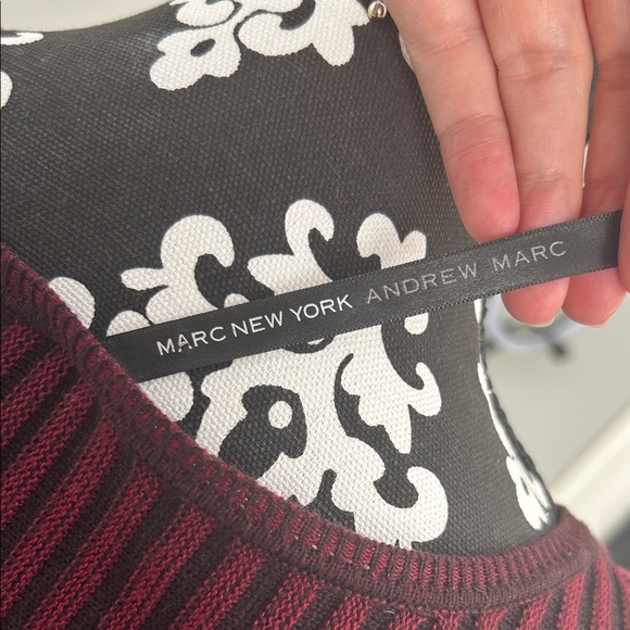 Marc New York Burgundy and Black Striped Midi Dress - Picture 2 of 6